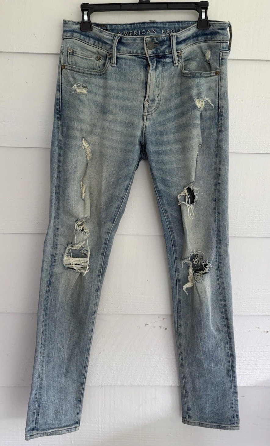 American Eagle Next Level AirFlex Distressed Jeans Men’s 30×32 Light Wash Denim
