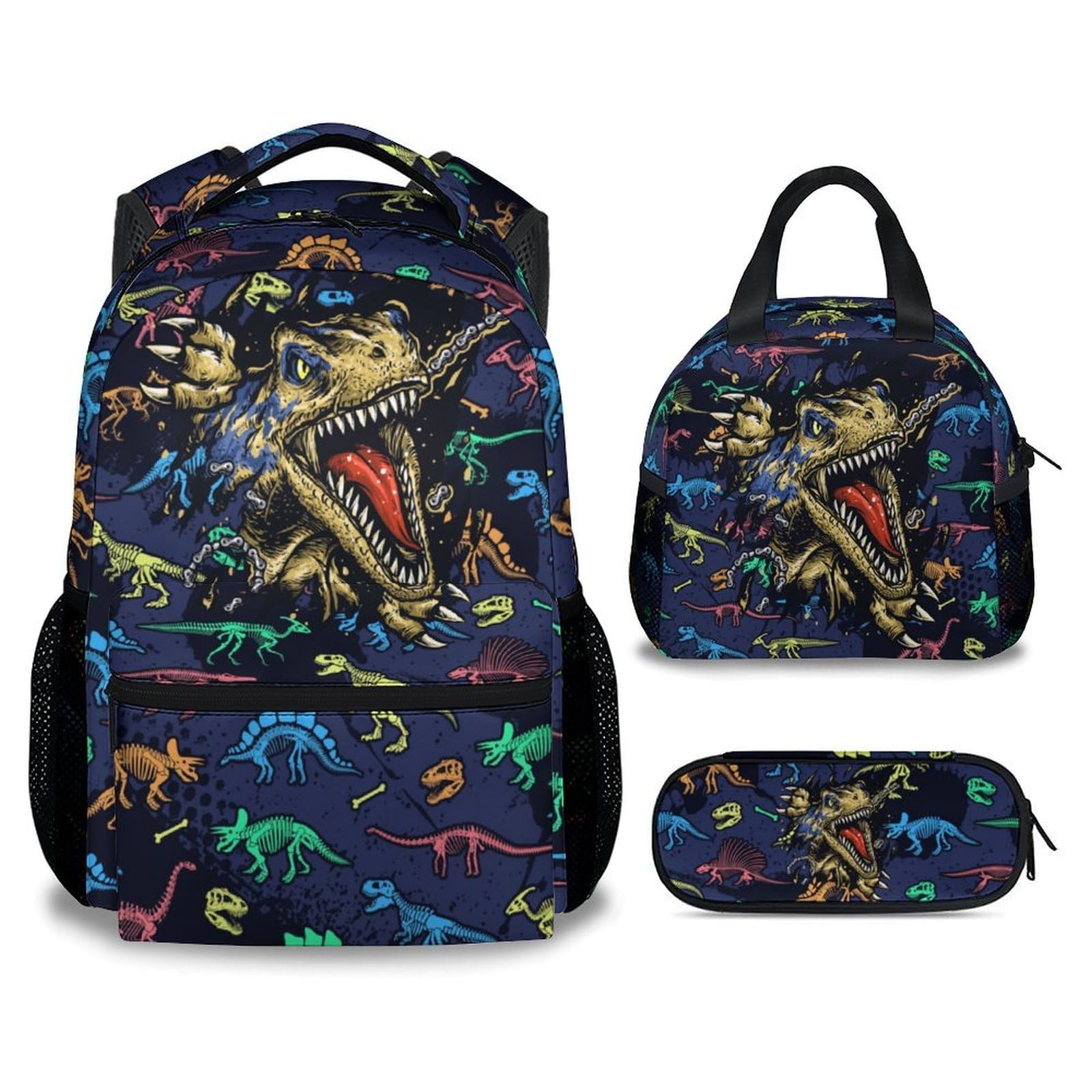 Boys Backpack with Lunch Box – 3 in 1 Cool Dinosaurs Bookbag for School, Trav…