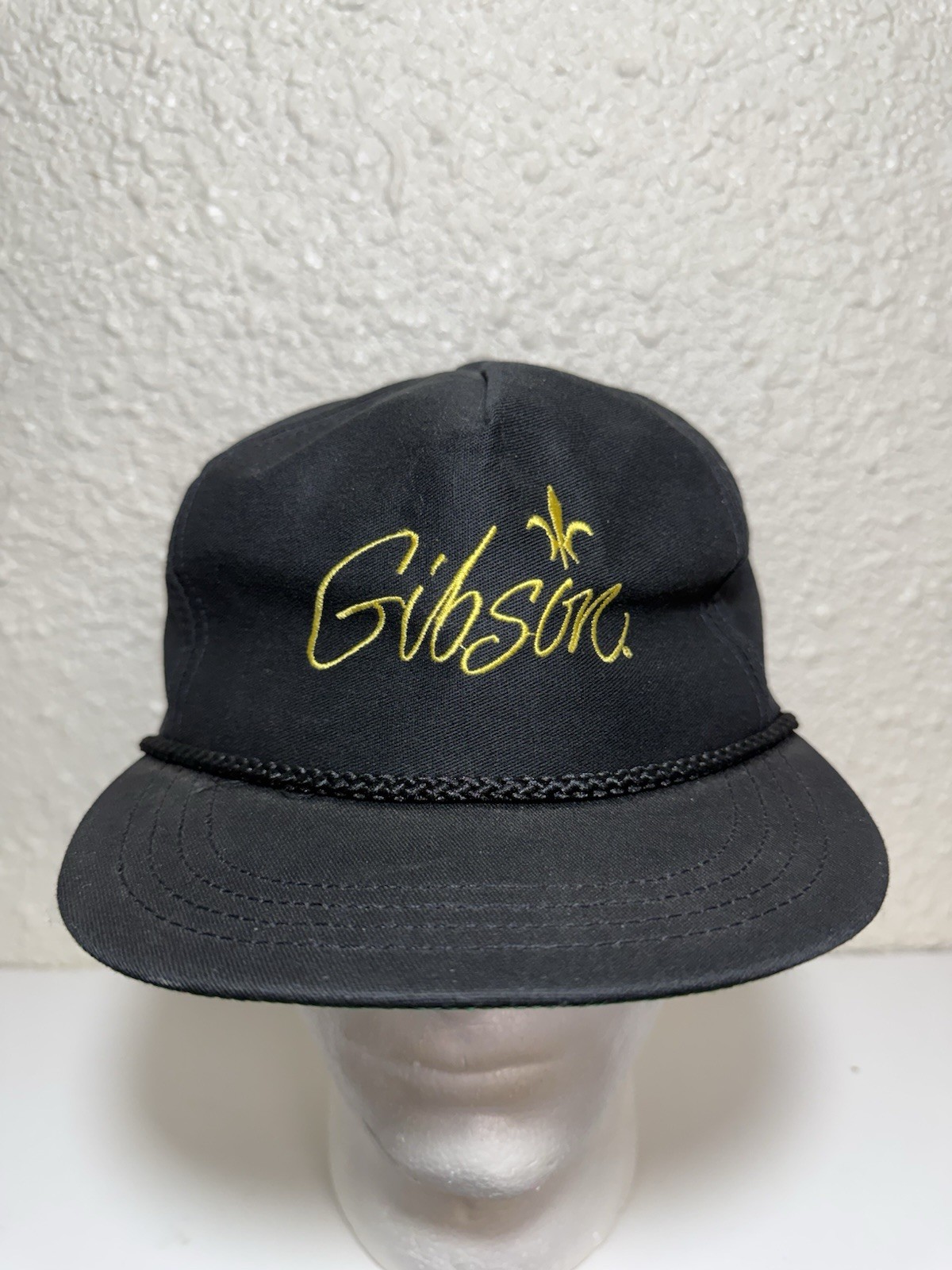 VTG 90s Gibson Guitars Baseball Cap Black Adjustable Hat Embroidered Logo NWT