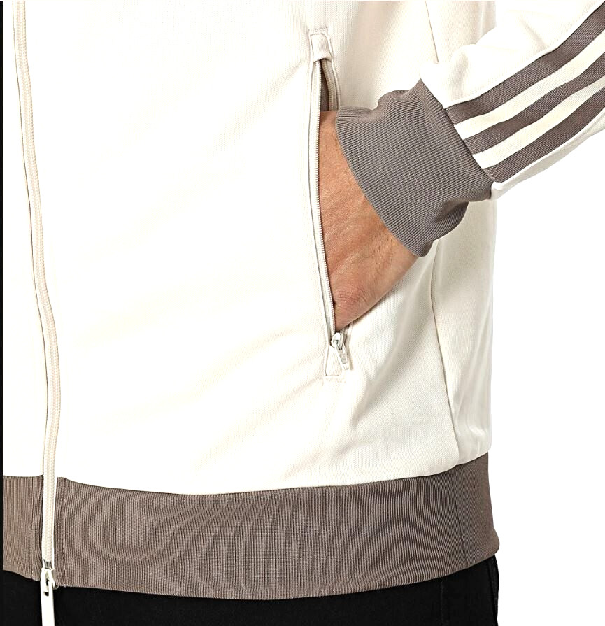NEW MENS ADIDAS ORIGINALS BECKENBAUER TRACK JACKET ~ LARGE #JP2522 WHITE BROWN