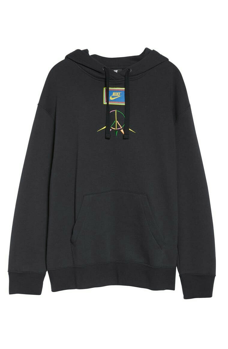 NIKE PEACE SIGN PULLOVER HOODIE BLACK WOMENS SIZE S NWT