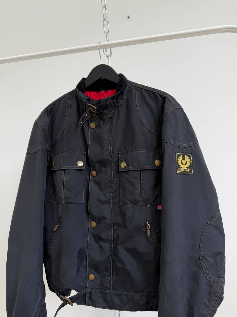 Belstaff Racemaster Gold Label Mens Nylon Biker Jacket Black Size M Made in Ital