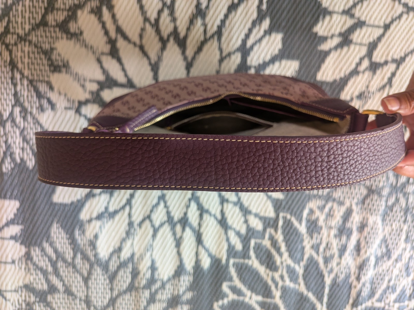 Vintage Y2K Bag | Dooney & Bourke Monogram Shoulder Bag – Hobo Style/Plum Color