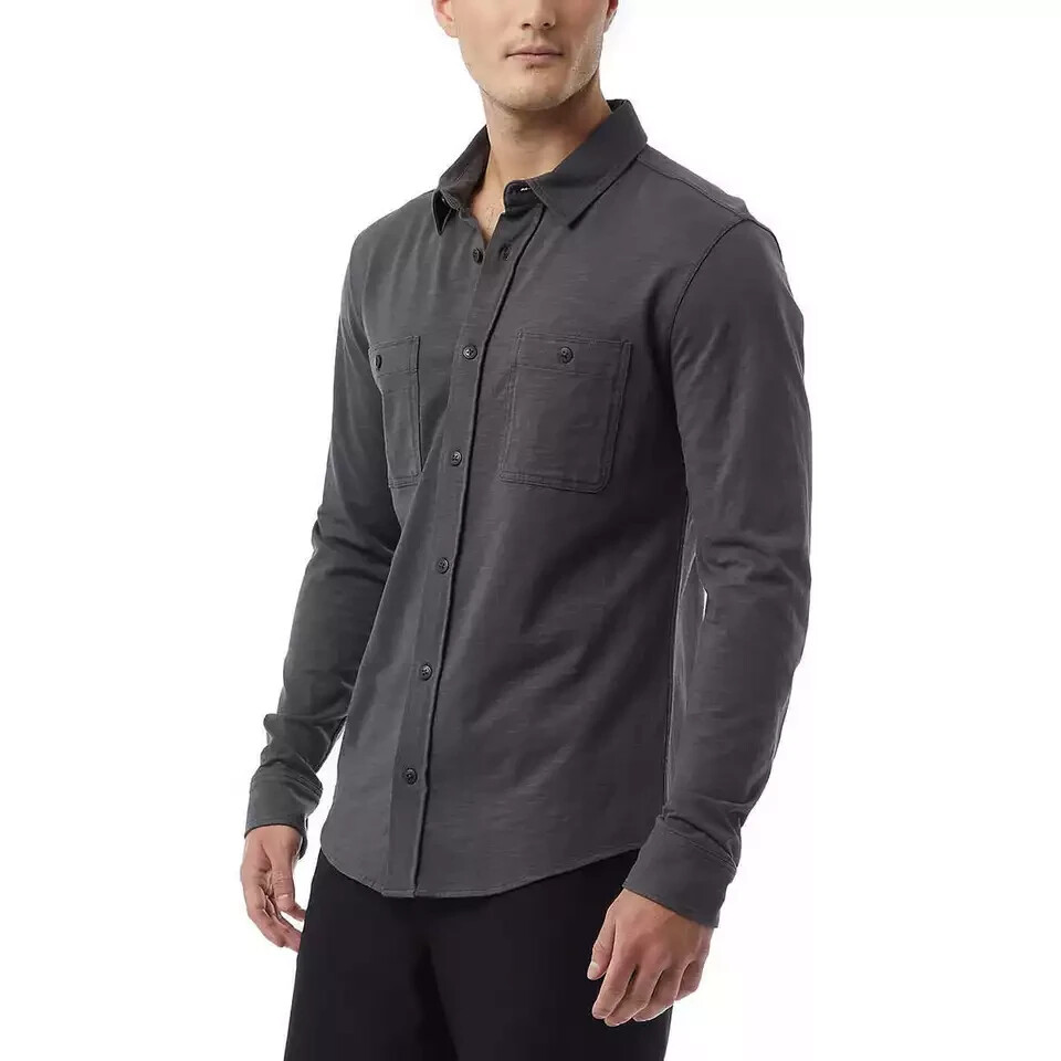 32 Degrees Cool Men’s Long Sleeve Button-Up Shirt, Gray, Size M
