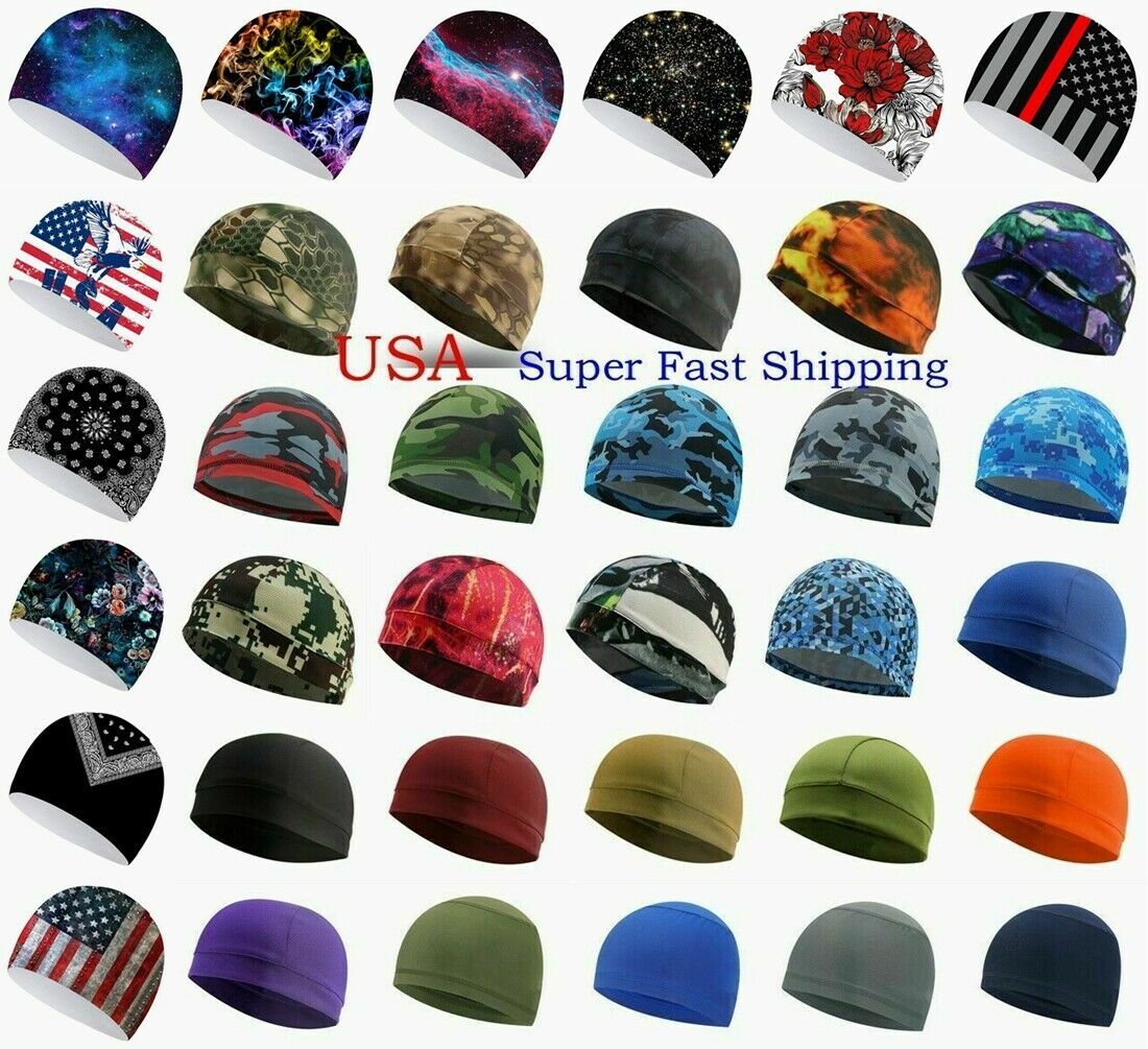 Moisture Sweat Wicking Cooling Bald Dome Skull Cap Helmet Liner Sport Beanie Hat