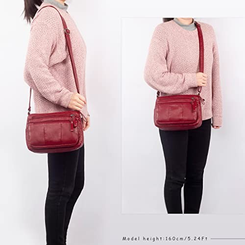 Purses for Women Soft PU Leather Shoulder Bag Ladies Crossbody Purse Red-10.2″