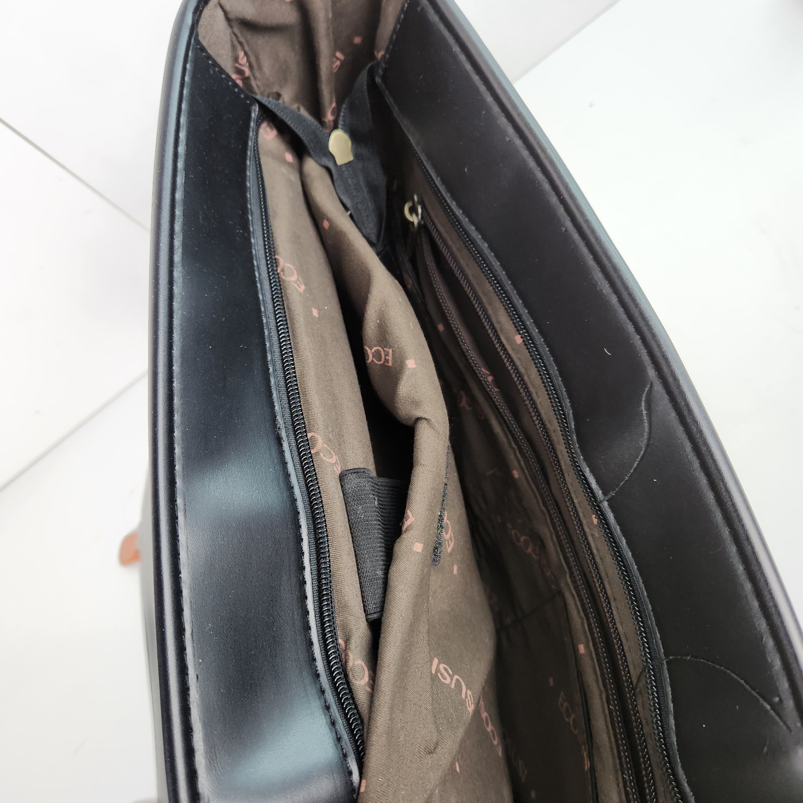 Ecosusi Laptop Briefcase Women’s Black & Brown Leather Top Handle Satchel Bag