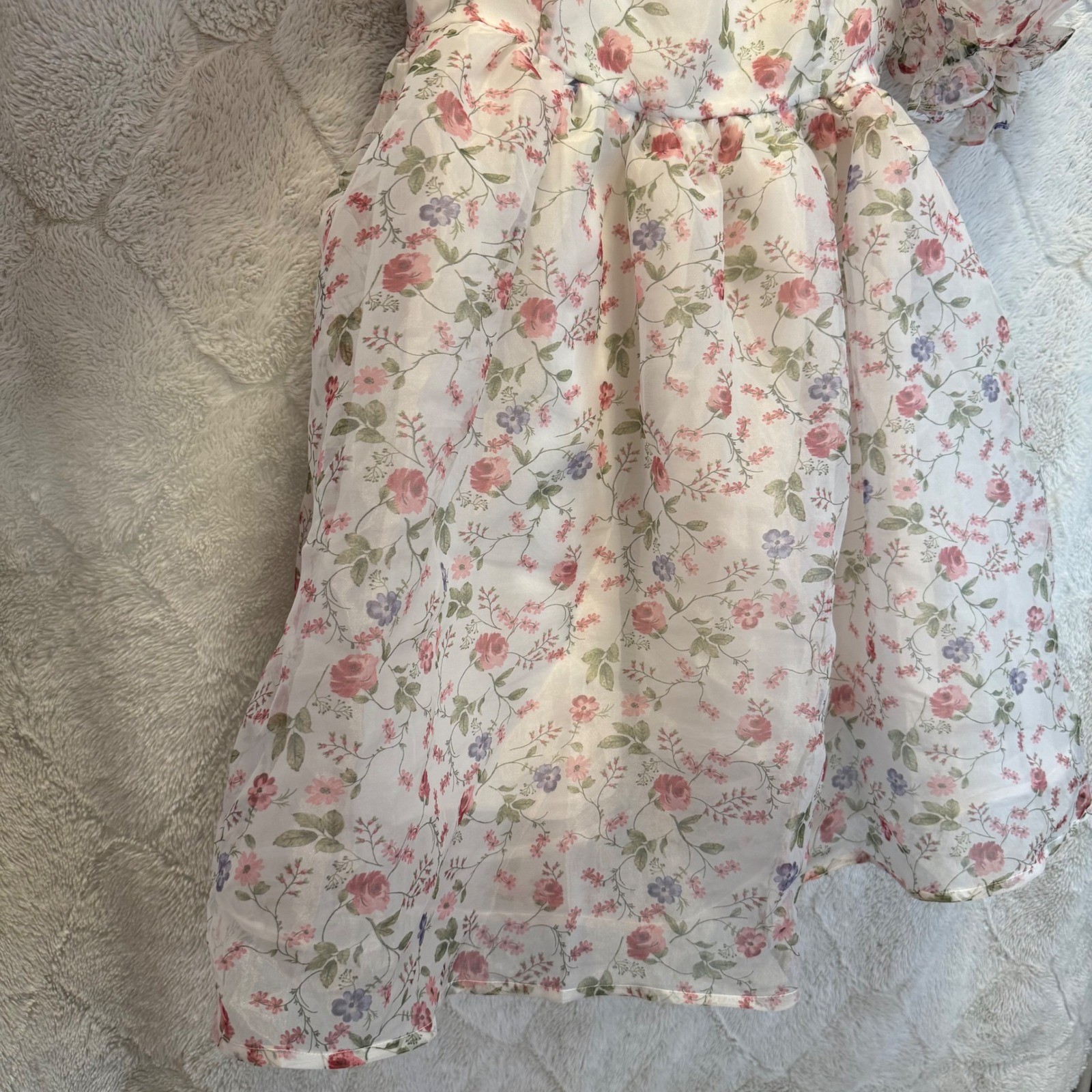 Coquette Cottagecore Floral Puff Sleeve Babydoll Dress Milkmaid Audrey Parks S