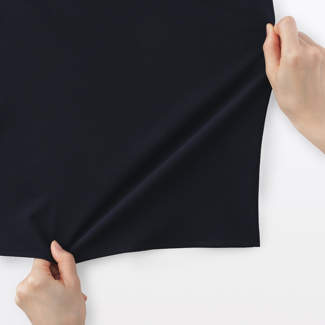 MUJI Womens Stretch Seersucker Salopette Jumpsuit Black FedEx