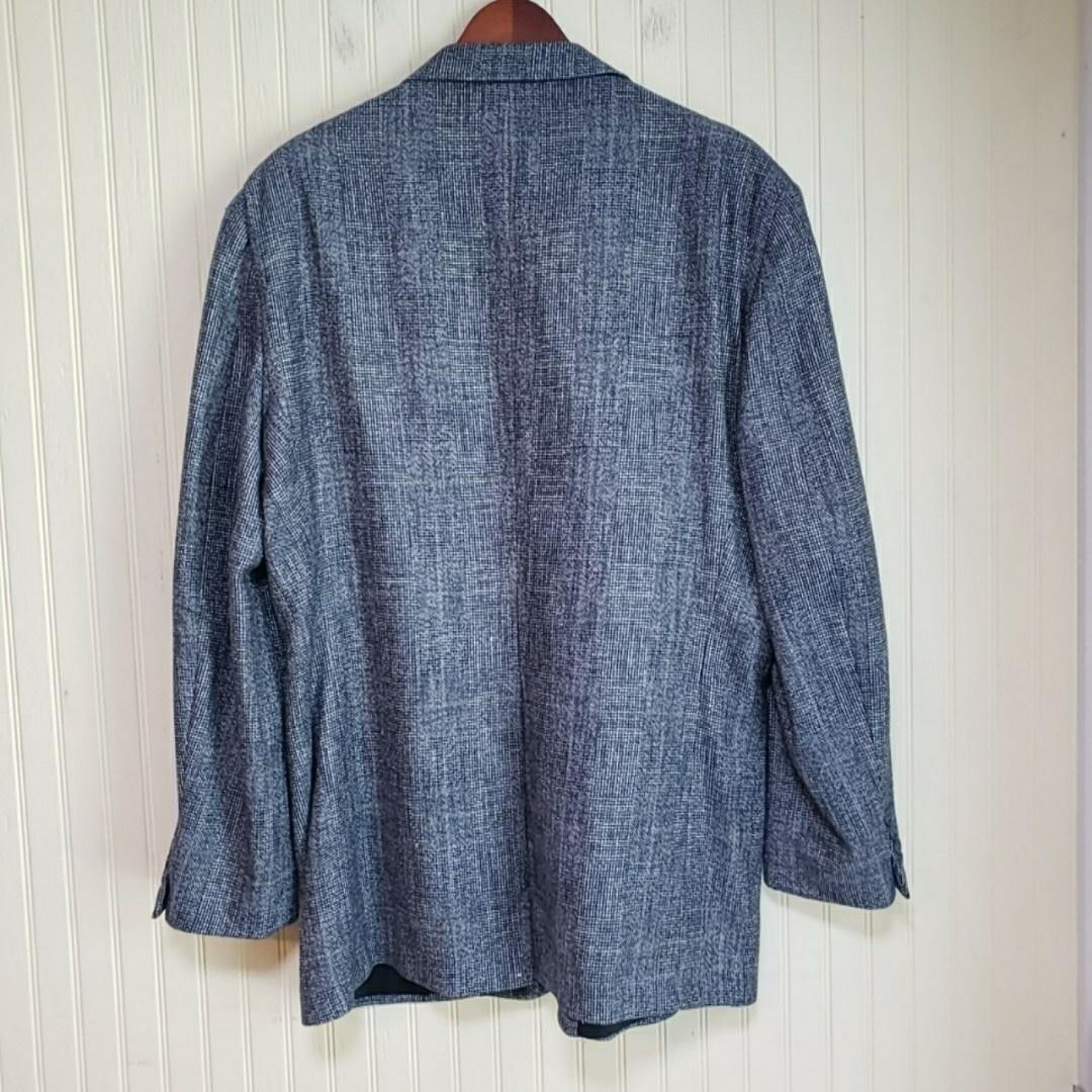 Stafford Blazer Mens 42 Gray Check Polyester Wool Silk Tweed Sport Coat USA