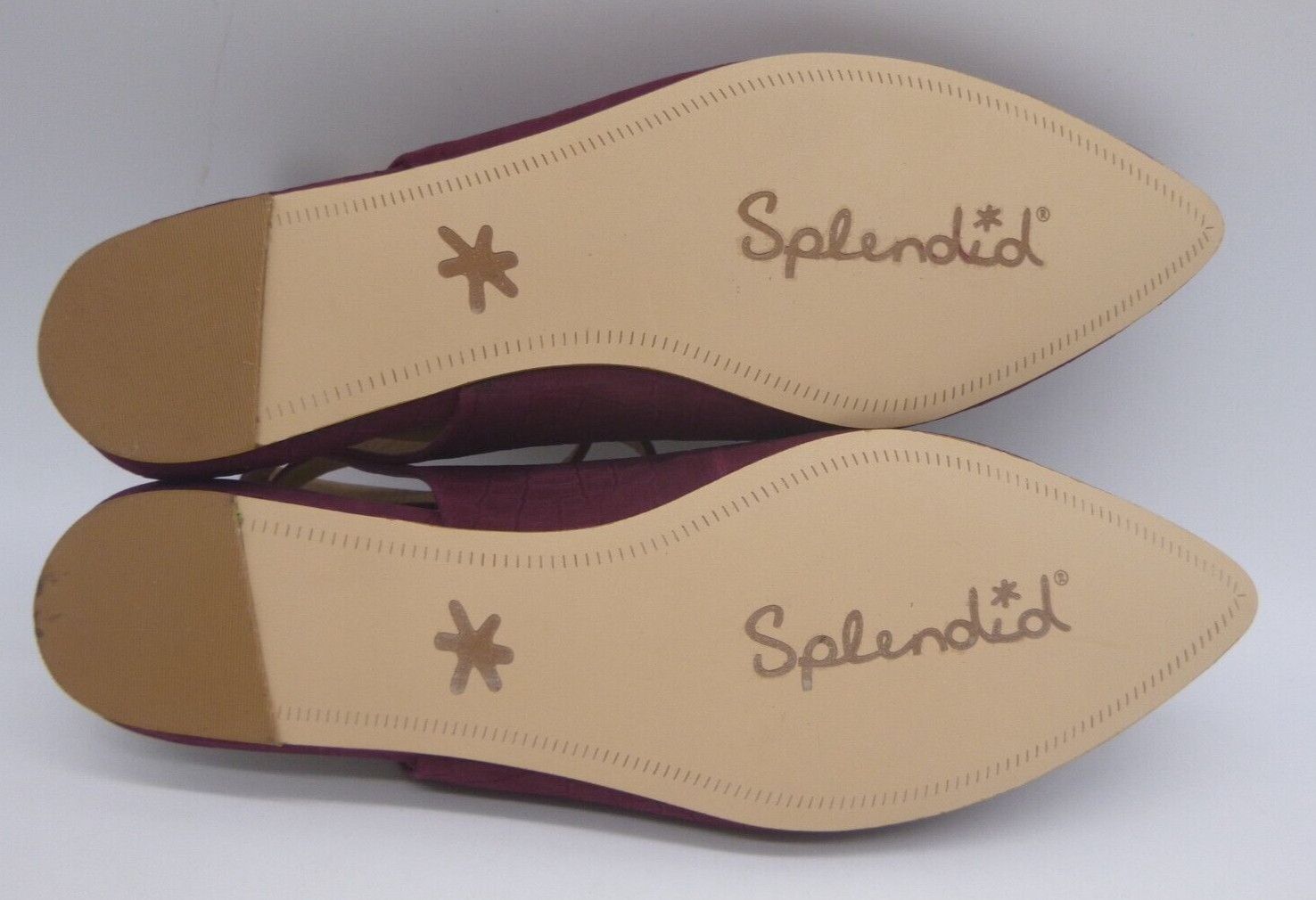 Splendid Selia Burgundy Purple Slingback Flats Sz 8 M Ankle Strap Snake Embossed