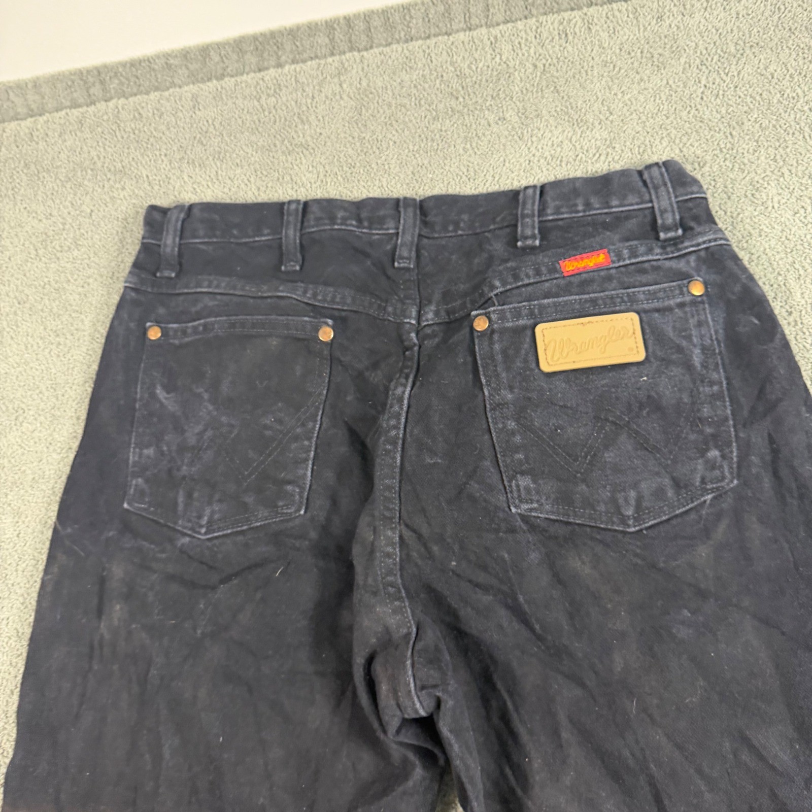 Wrangler Cowboy Cut Original Fit Black Jeans Mens 33×34 Straight Leg Denim 13MWZ