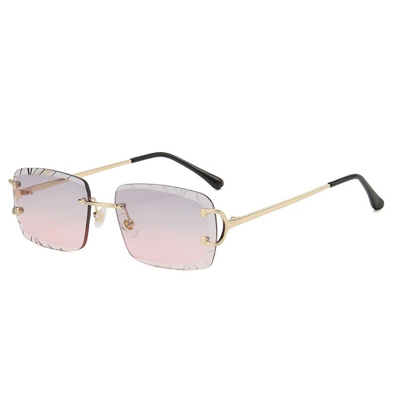 USA- Big C Diamond Cut Fade Frameless Lens Gold Frame in Box