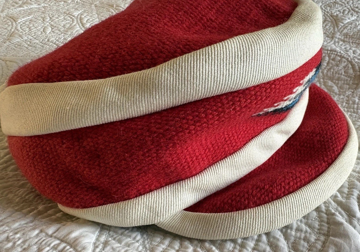 Ortega’s 100% Wool Hand Woven Hat Size Large Red Whit Chimayo