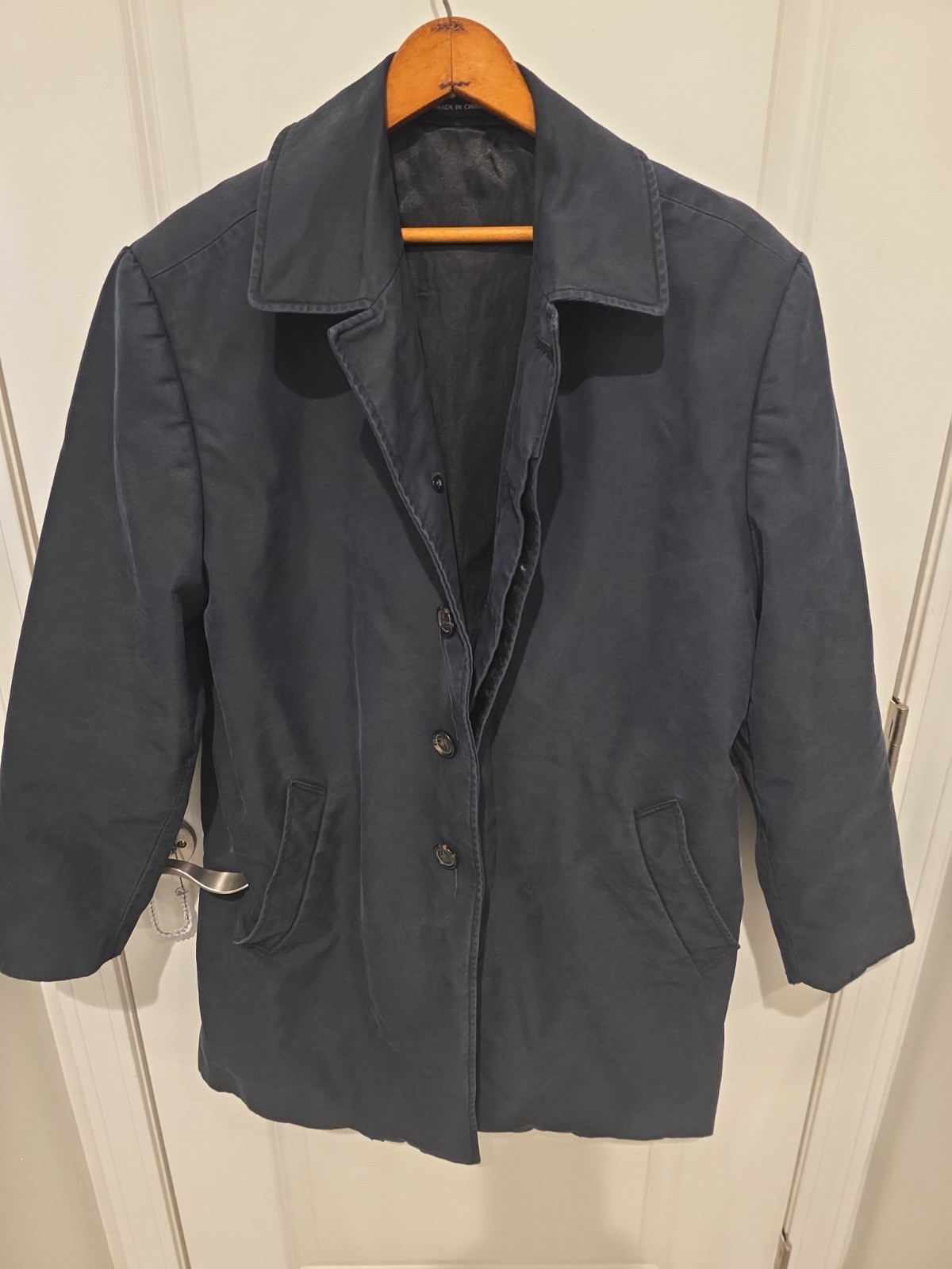Loro Piana Storm System Cotton Car Coat Overcoat 23.5×35. Large Needs Repair