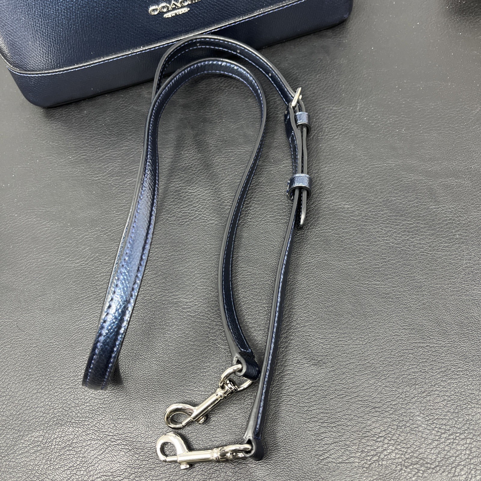 Coach Mini Sierra Satchel handbag Metallic Blue leather Crossbody Flaws