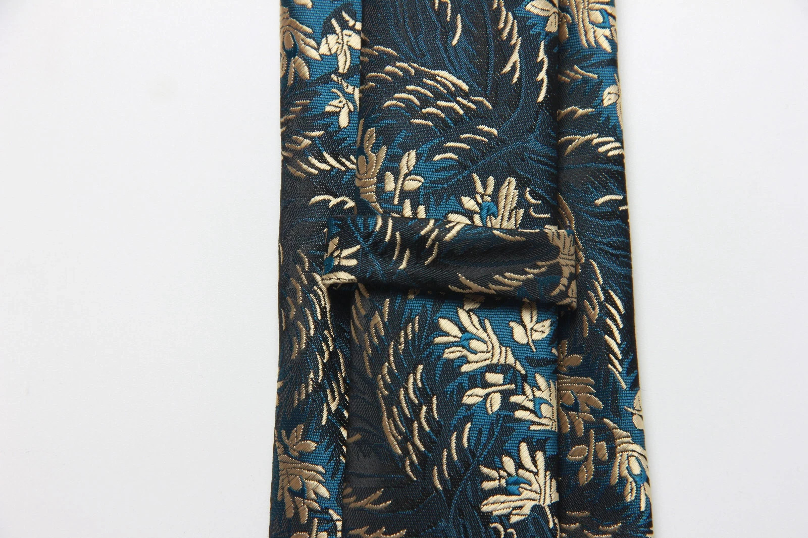 New Classic Floral Blue Gold JACQUARD WOVEN 100% Silk Men’s Necktie Tie