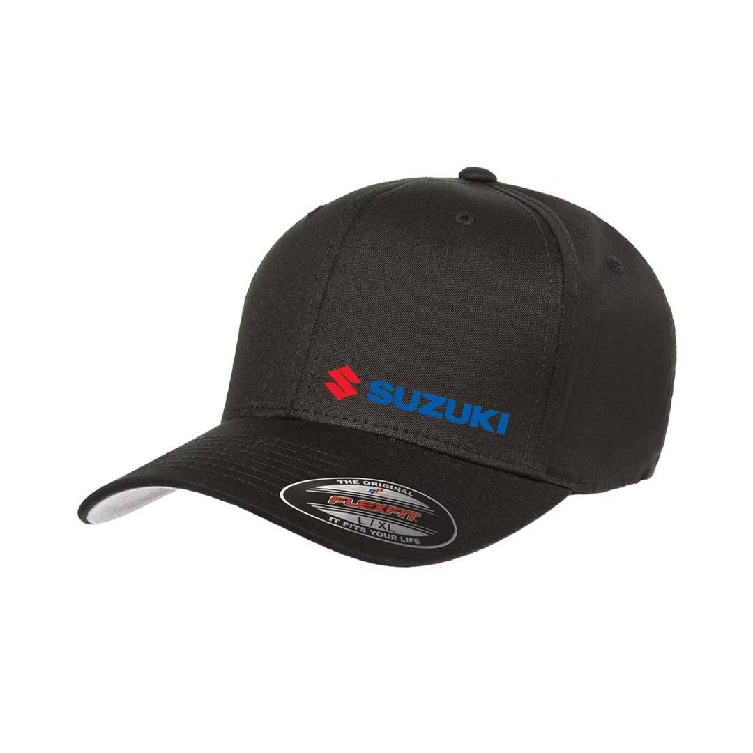Suzuki Car Logo Cap DTF Black 5001 Flexfit Baseball Hat S/M and L/XL
