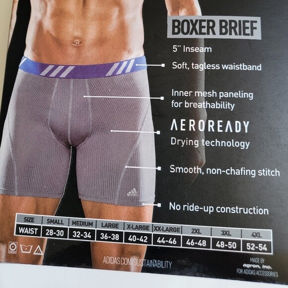 Adidas Mens 3-Pack boxer briefs Quick Dry Performance Mesh 3pk Size M L XL 2XL