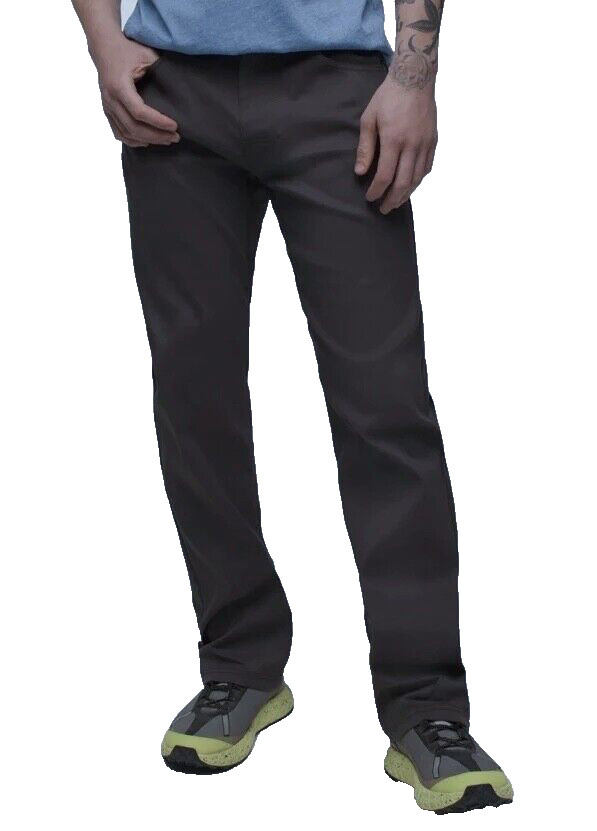 Prana Mens ZION Pants Iron Grey Stretch Convertible Roll-Up Size 36 x 32 A+