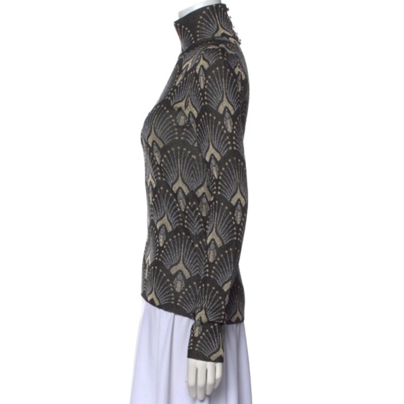 Paco Rabanne Printed Lurex Mock Neck Top