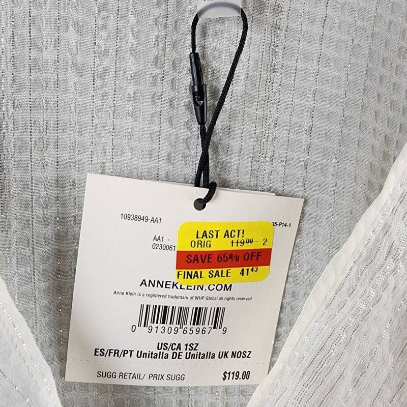 Anne Klein Tie-Front Kimono Top Women’s 1SZ It Dune Quarter Sleeves V-Neck