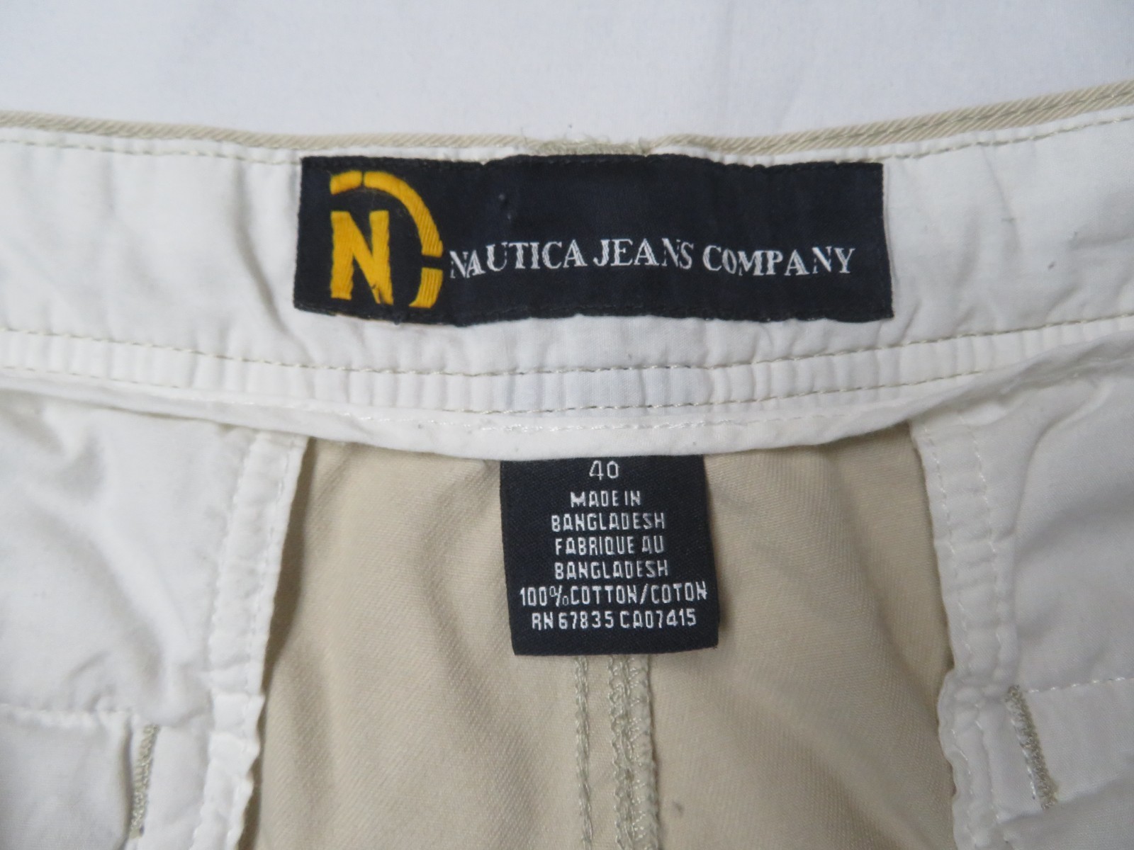 Nautica Jean Co Mens 40 Cargo Shorts Khaki (W 41 I 10.25) Button Pockets Cotton