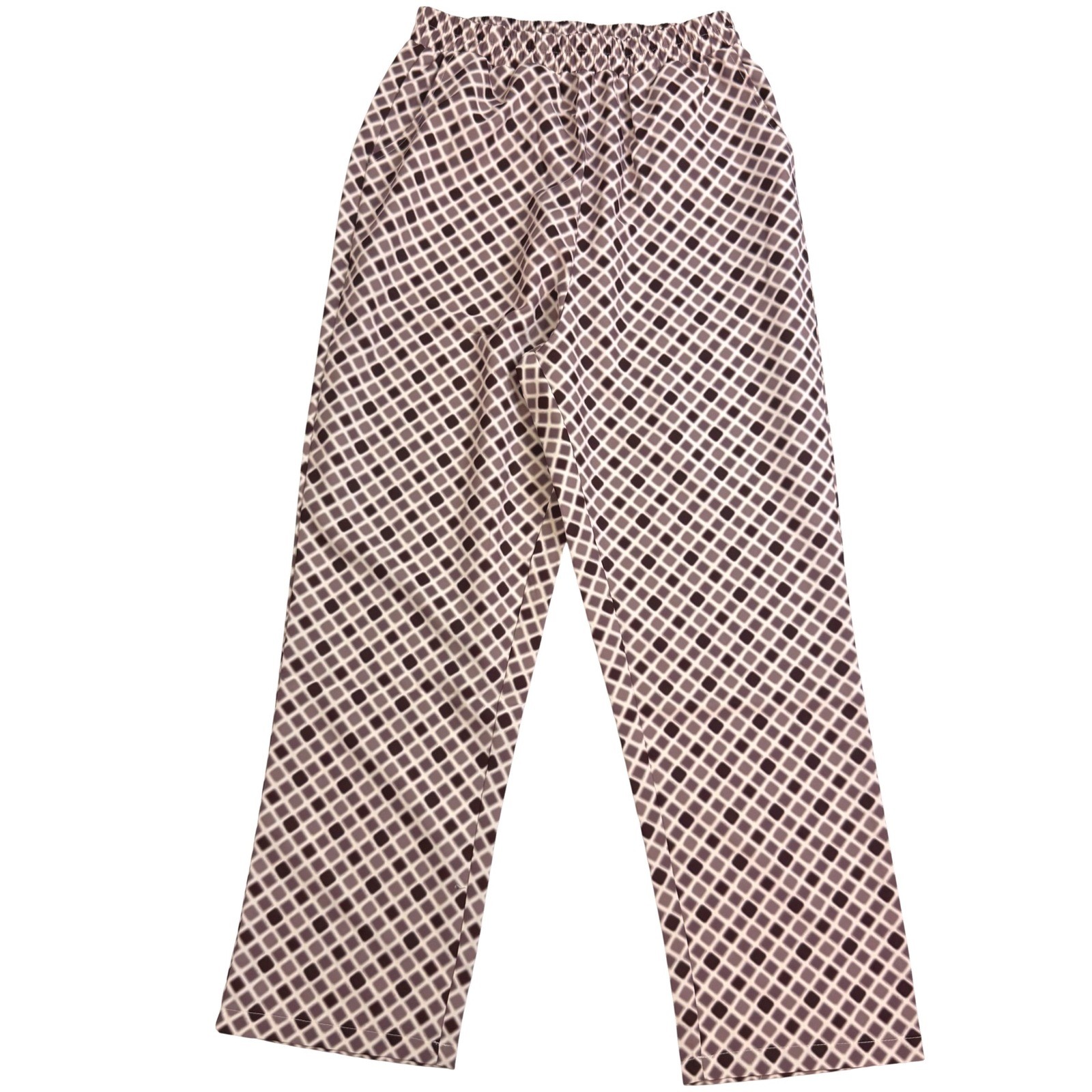Purple Geometric Diamond Print Lounge Pants Elastic Waist Small Straight Leg