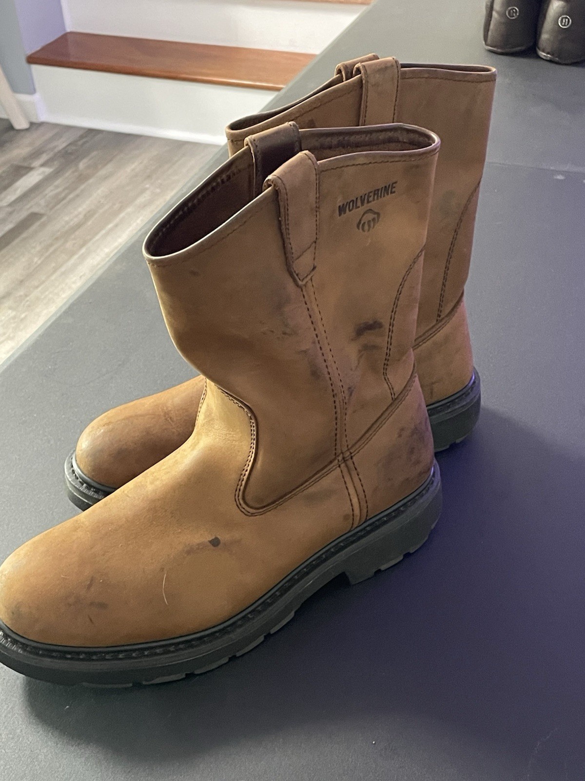 Wolverine Men 10.5 EW Wellington Work Boots Leather Steel Toe Slip/oil Resistant