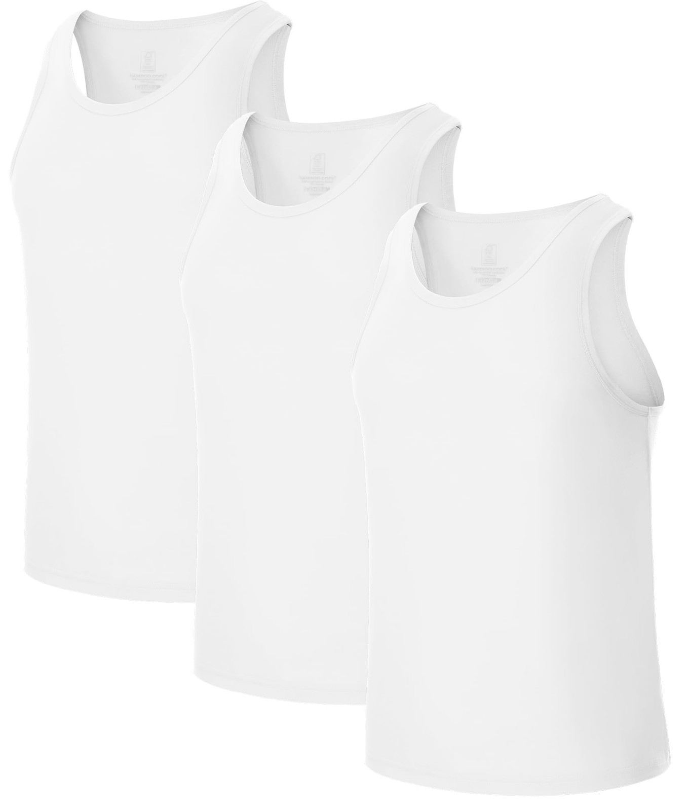 Bamboo Cool Mens Tank Top White Undershirts Moisture Wicking Breathable Fitted