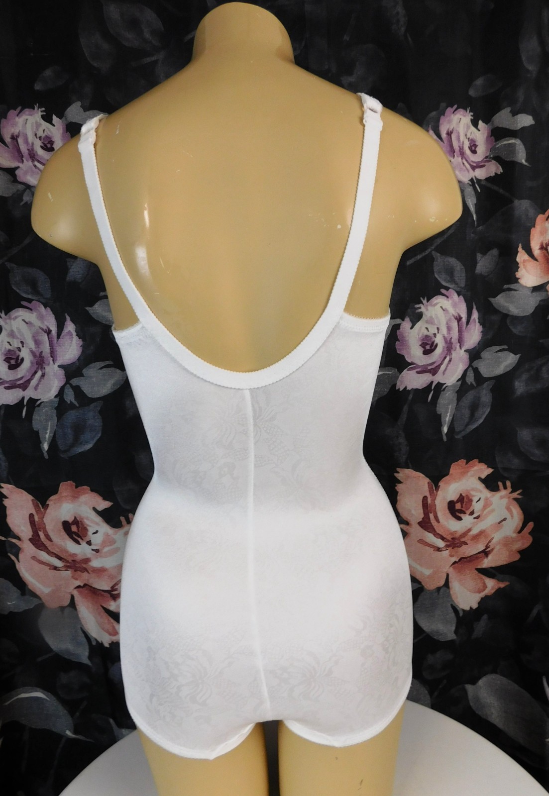 Vintage Flexxees 36B All in One White Satin Girdle Bodysuit Wire Cups-Style 685