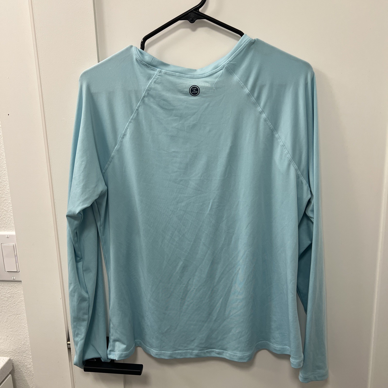 Life Is Good Blue Long Sleeve Performance Shirt Palm Tree Graphic Women’s L