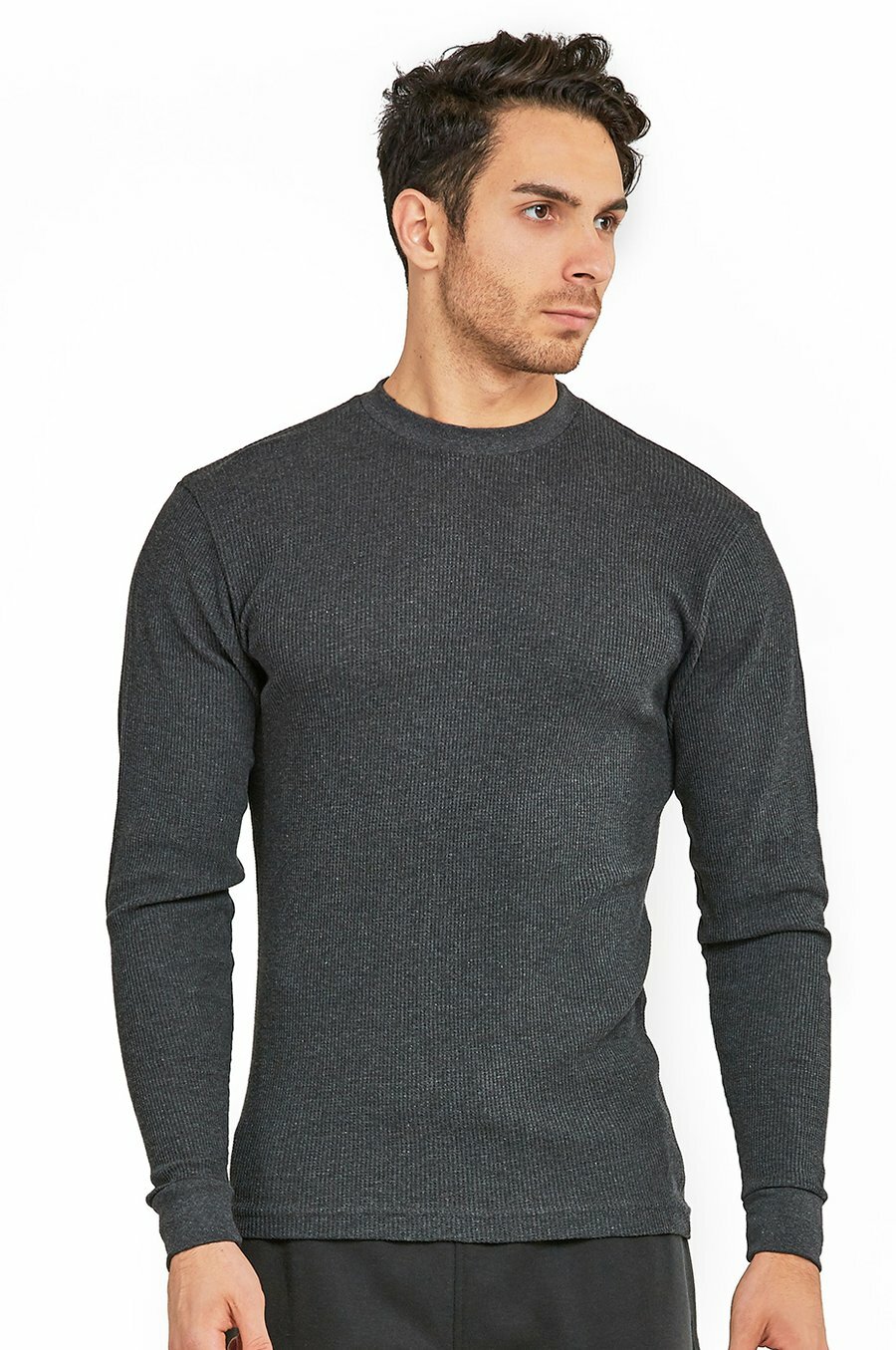 Thermal Shirt COTTON Warm Medium Weight Long Sleeve Crew Neck Waffle Men’s