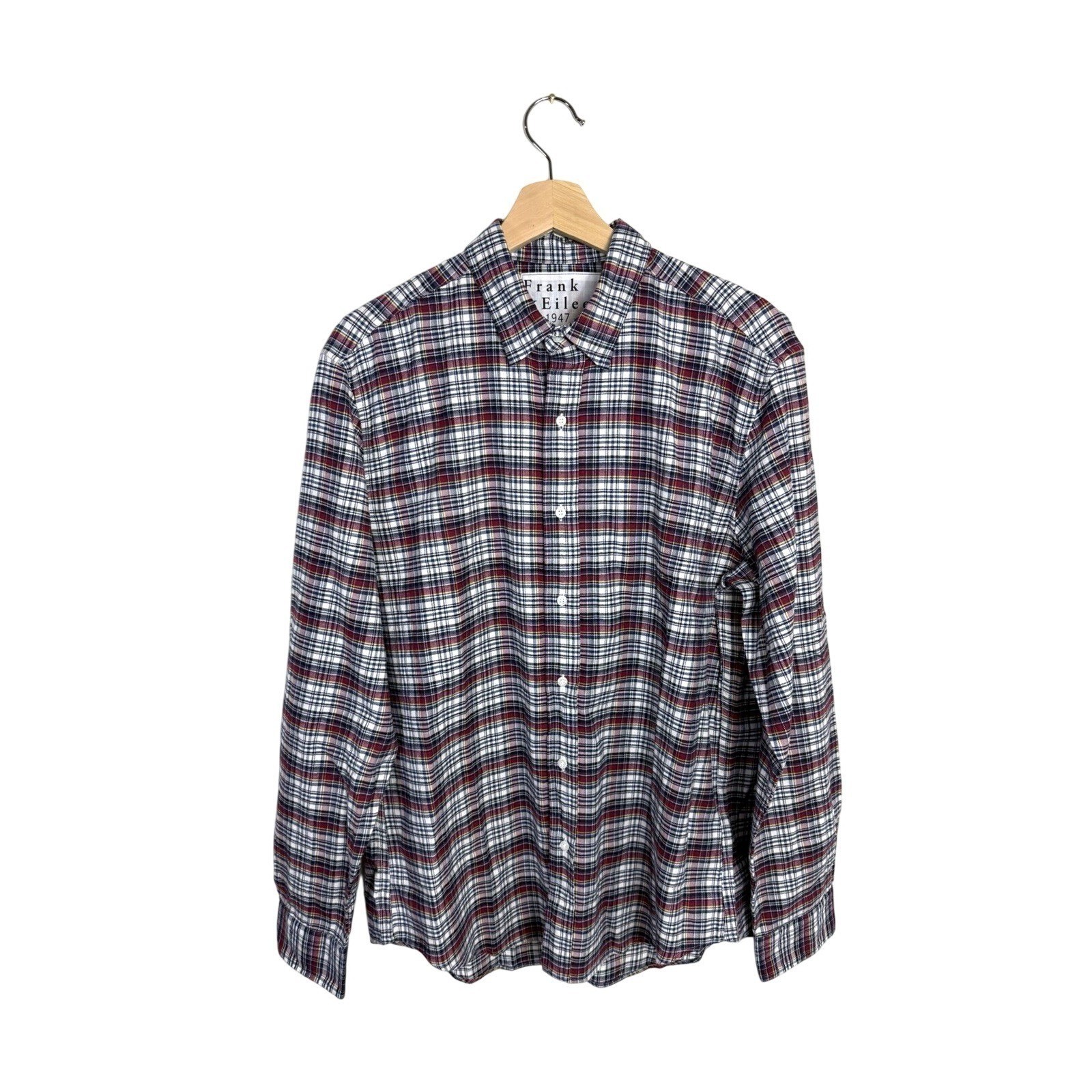 Frank & Eileen Finbar Red Black Navy Plaid Flannel Long Sleeve Button Down M