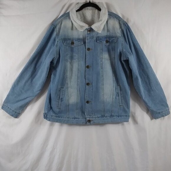 Source Unknown Women’s Blue Long Sleeve 100% Cotton Jean Sherpa Jacket Size L