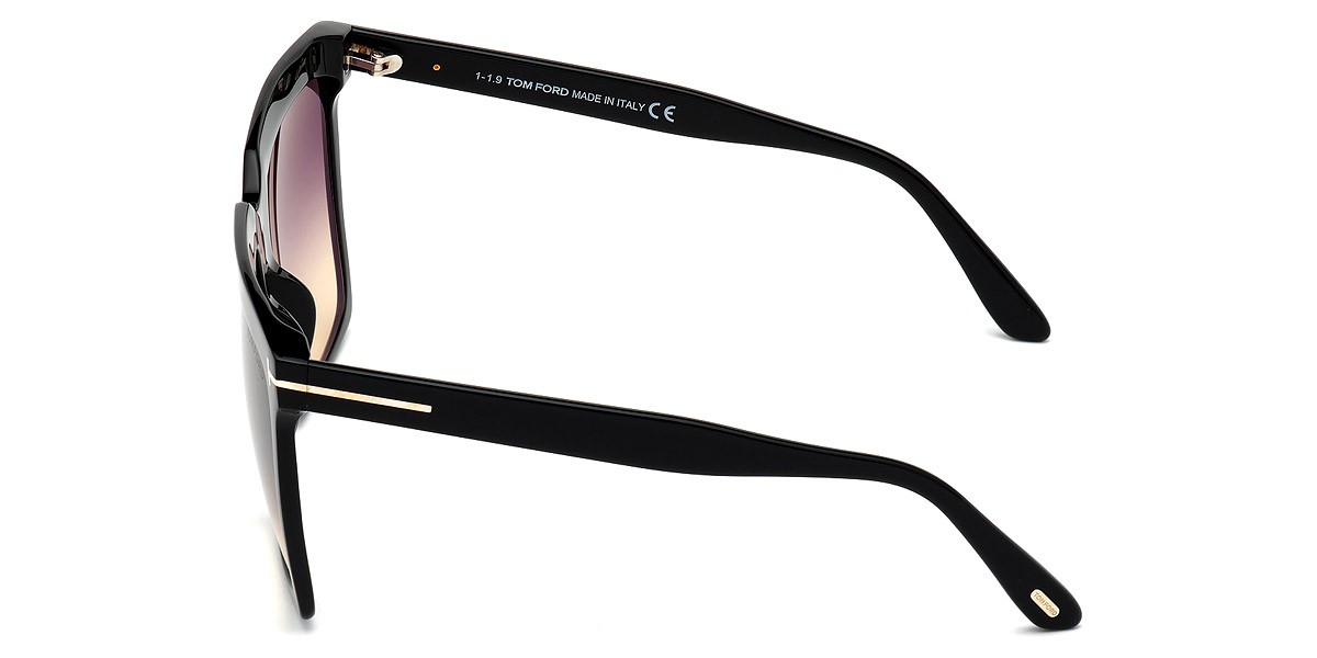 New Tom Ford Women Square Sunglasses FT0764 01B Shiny Black /Gradient Smoke 58mm
