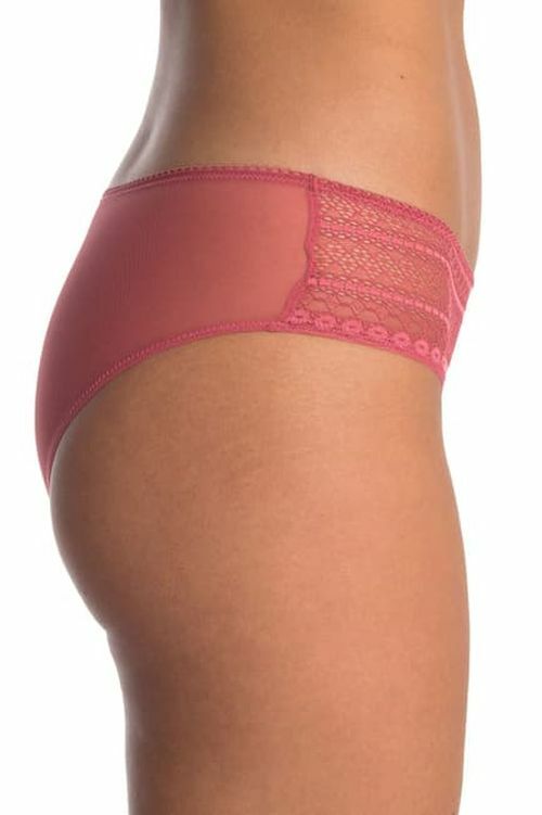 NWT DKNY DK5085 “Lace and Mesh” Lightweight Bikini Hipster Panty, Indian Red 7EW