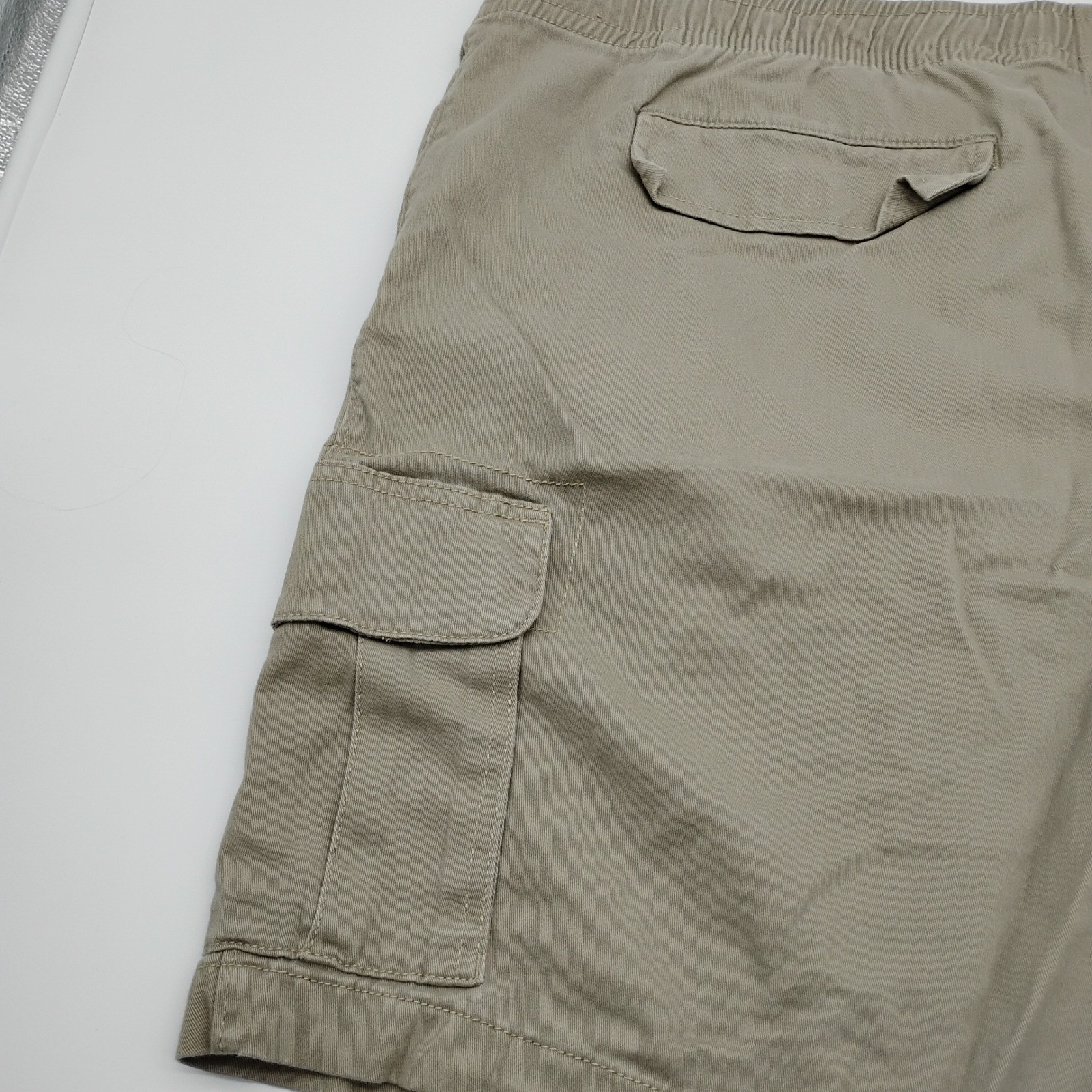 George Mens Cargo Shorts Khaki Tan Elastic Waist Drawstring 2XL 44-46