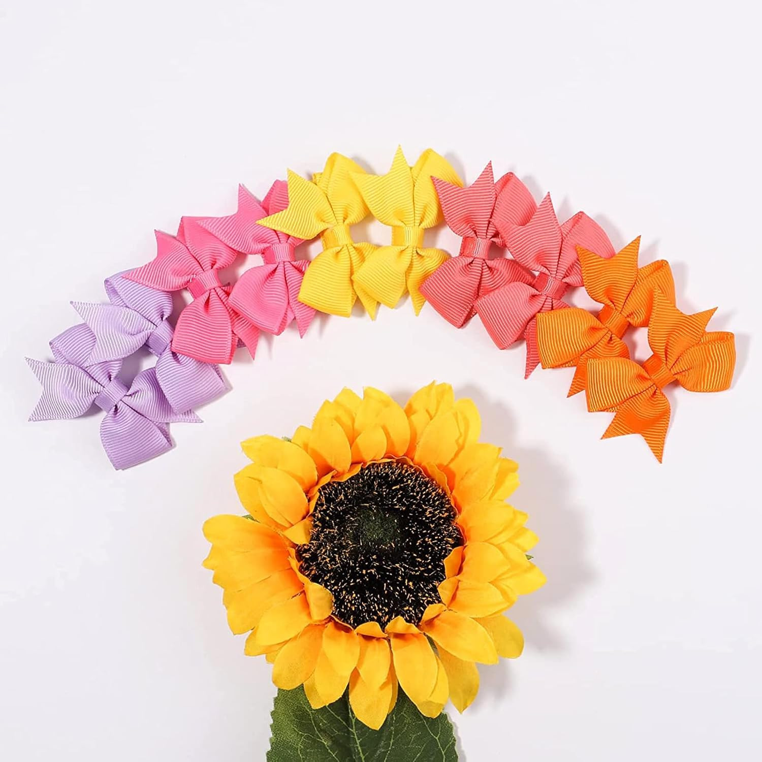 2″ Baby Hair Clips Fully Lined Bows Tiny Alligator Clips for Infants and Toddler