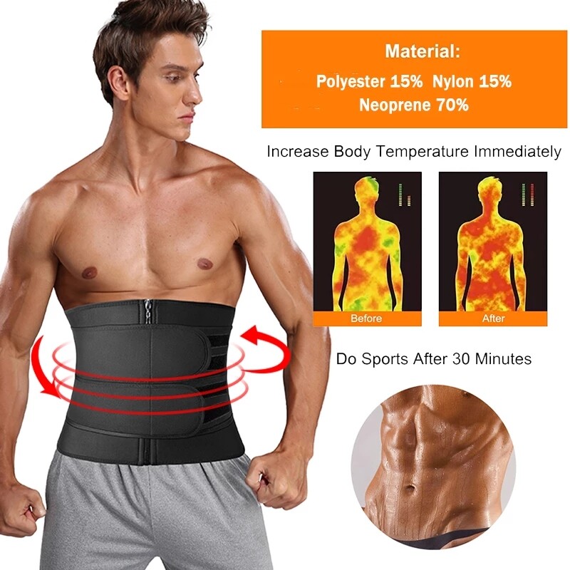 Men Slimming Belly Control Body Shaper Waist Trainer Sweat Sauna Girdle Belts US