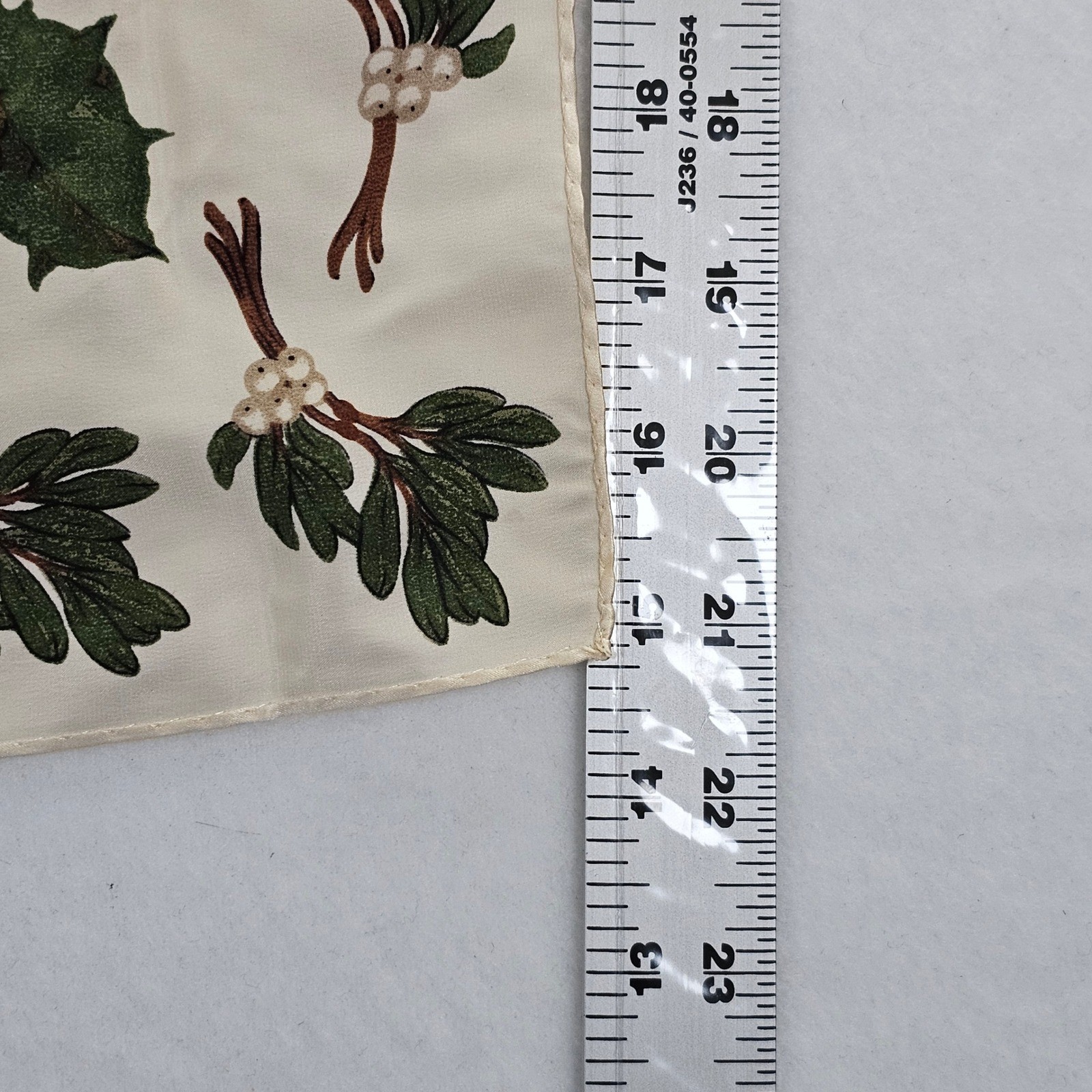 Echo Silk Square Scarf Ivory Christmas Holly Berry Mistletoe Holiday Print 21in