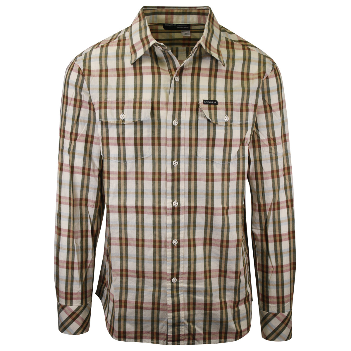 Rocawear Men’s Vanilla Second To None Plaid L/S Woven Shirt (Size M)