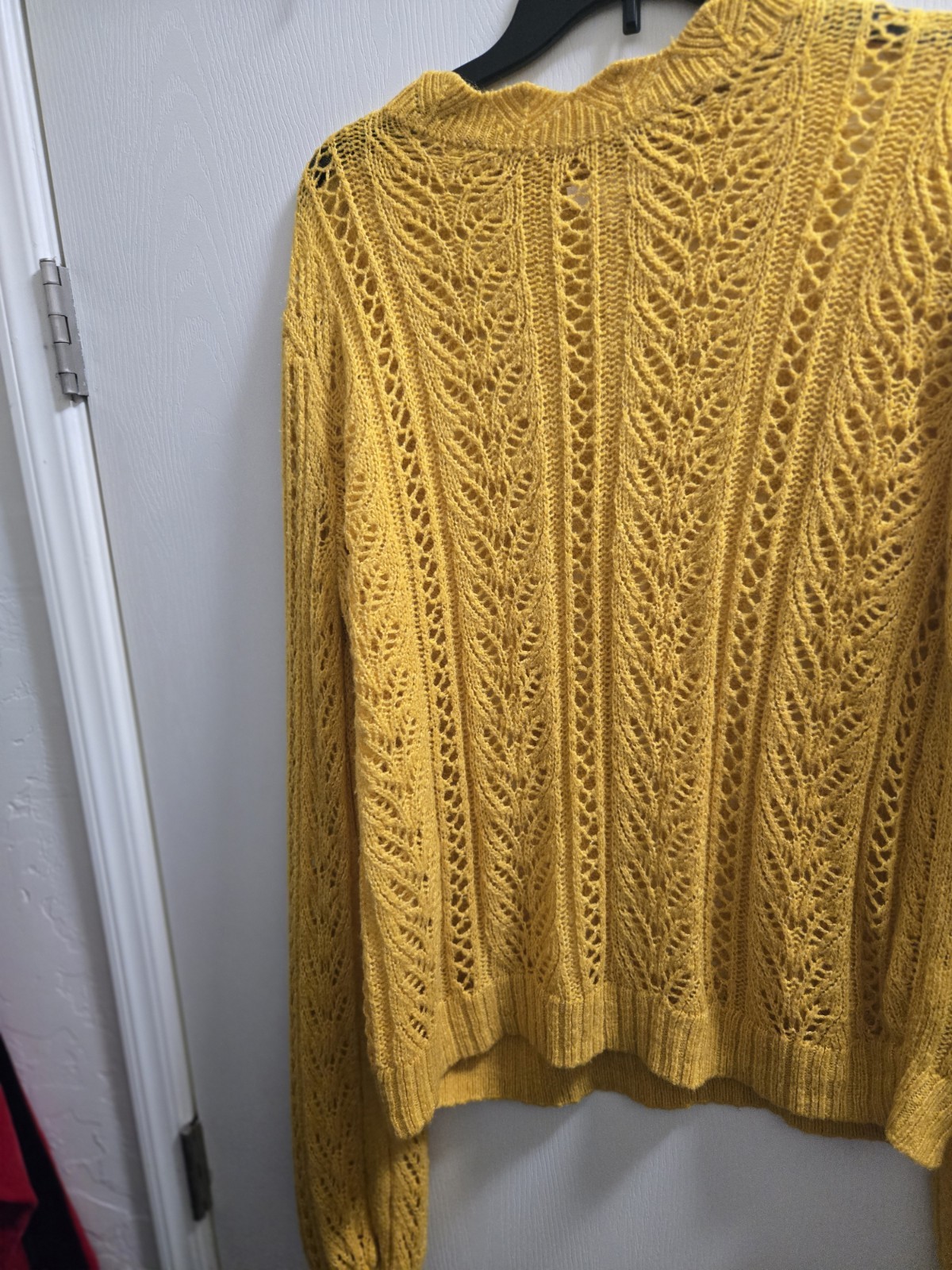 LC Lauren Conrad Women’s Open-Knit Crew Neck Pullover Sweater XXL Yellow