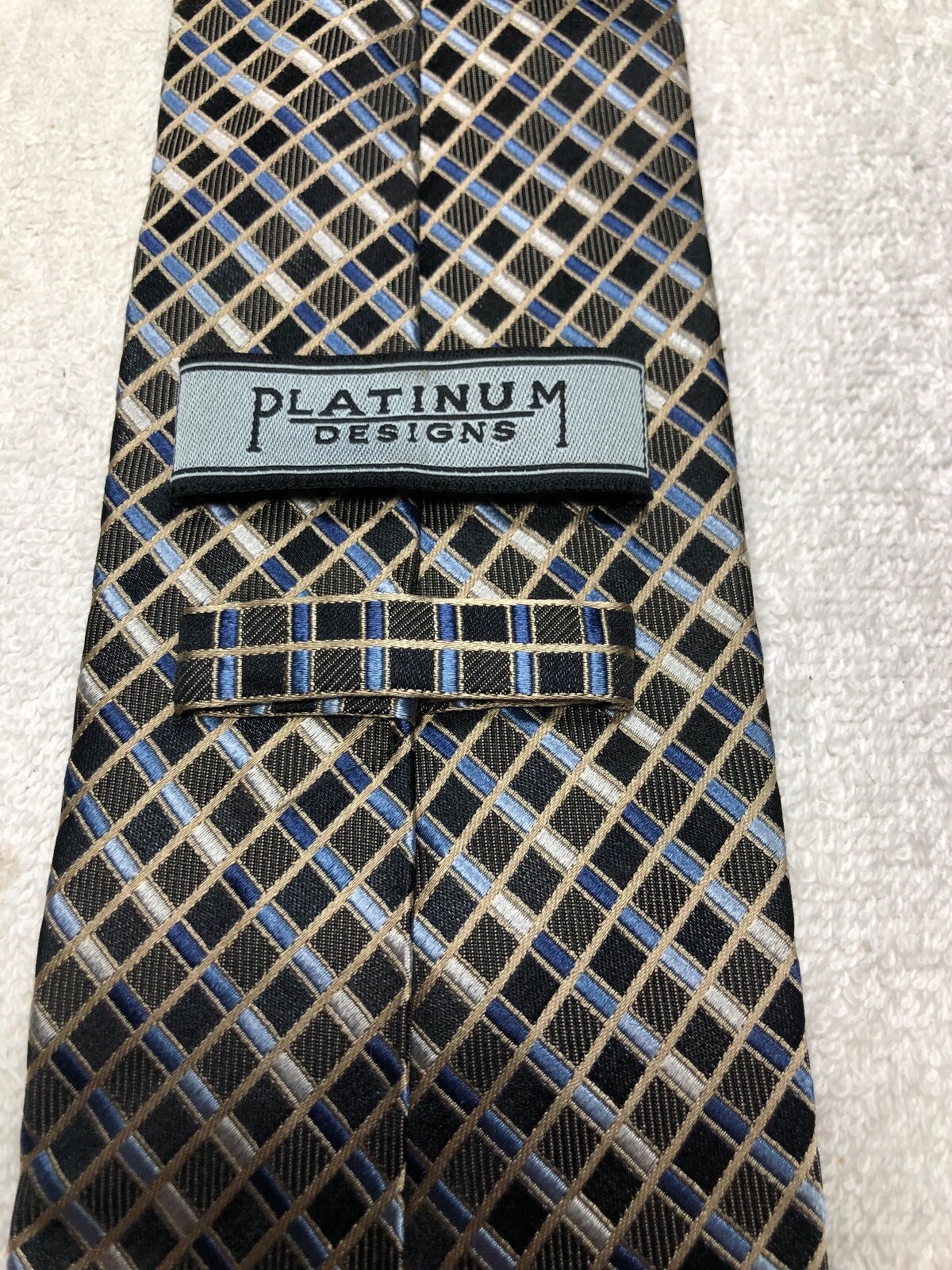 PLATINUM DESIGNS MENS TIE GRAY BLACK BLUE BEIGE 4 X 62 EXTRA LONG
