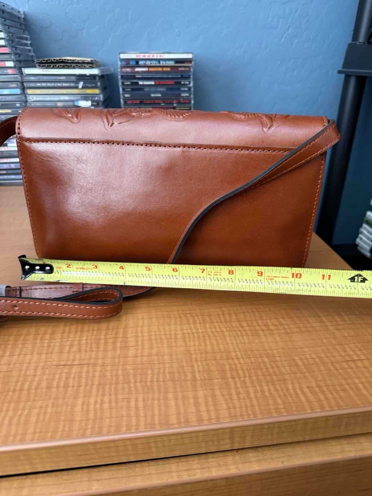 Patricia Nash Crossbody Bag Rose Tooled Leather British Tan Illina NWT