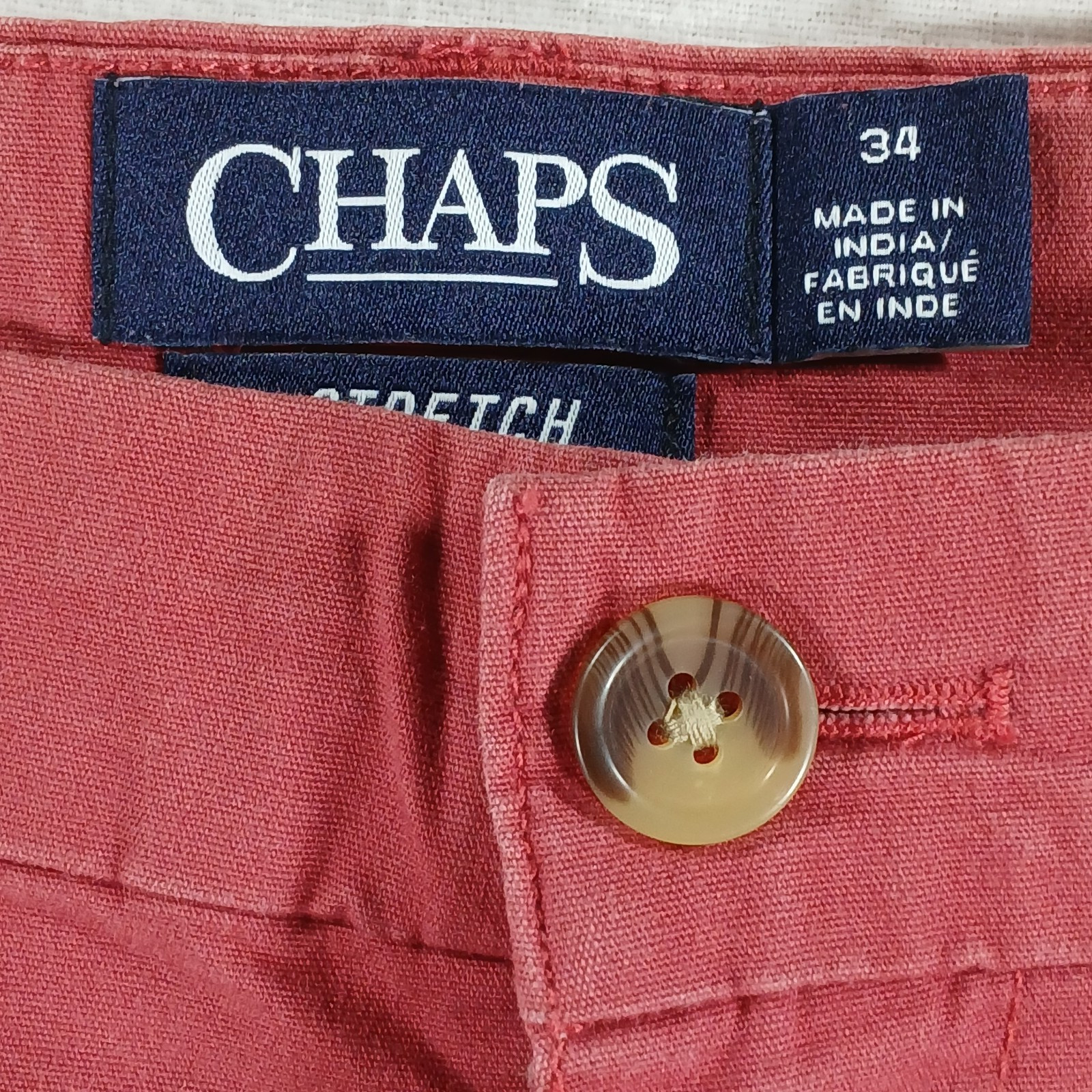 Chaps Flat Front Stretch Shorts – Waist 34 – Inseam 9 Red 97% Cotton 3% Elastane