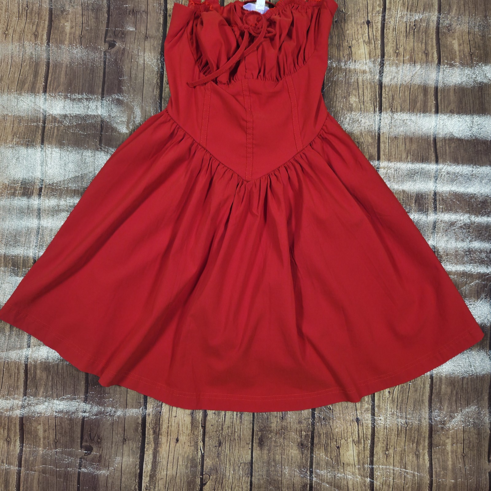 Iris Corset Milkmaid Mini Dress Womens S Red Cottagecore Fairy Romantic