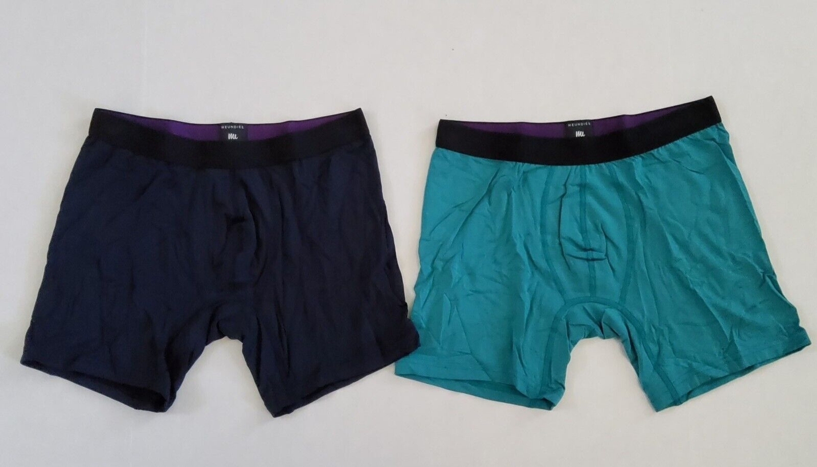 Lot Of 2- Meundies Men’s Soft Knit Boxer Briefs Navy & Teal Size M