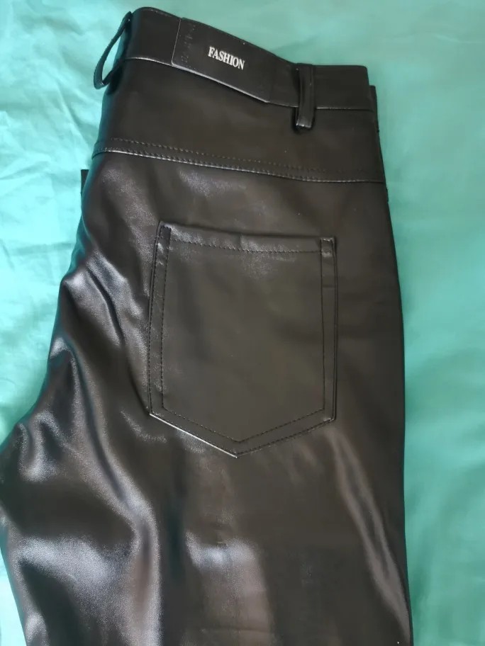 Men’s Tight Leather Pants 80s Punk Rock Skinny Motorcycle Gothic Biker Trouser👖