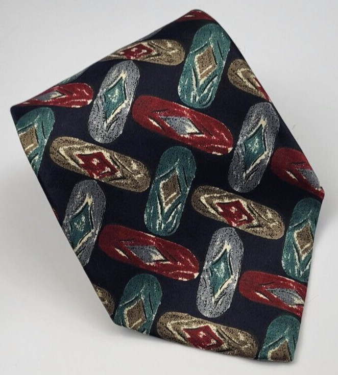 Vtg Arrow Tie Black Green Red Gray Brown Geometric Men Necktie USA 56.5 x 3.75